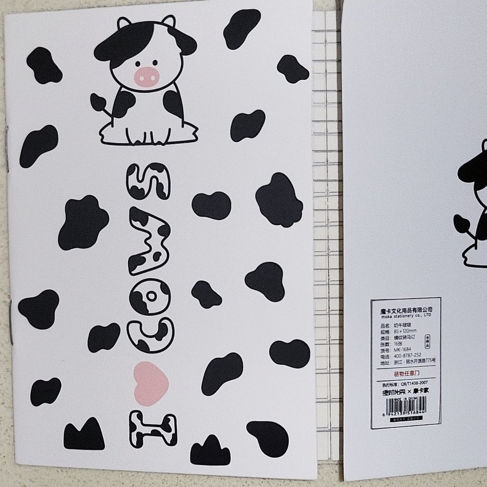 Kawaii Holstein-Friesian black and white baby Cow mini notebook notepad #4
